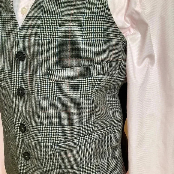 VINTAGE Plaid Menswear Wool Waistcoat Size M - Picture 6 of 15